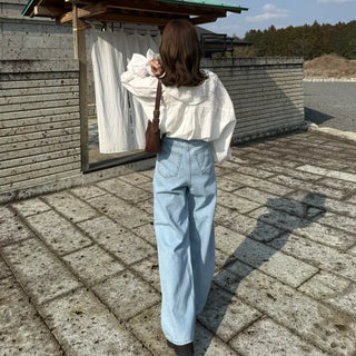 Basic semi-wide fit denim pants