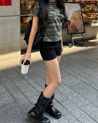 (ORIGINAL) Lettering Camo Half T-Shirt