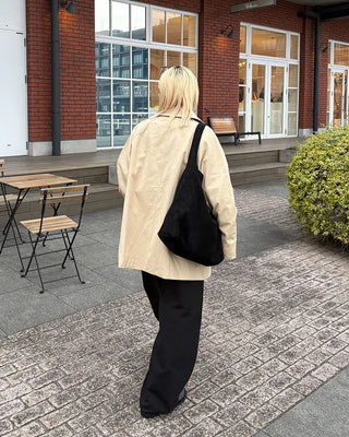 Square pocket single half trench coat