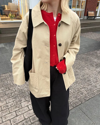 Square pocket single half trench coat
