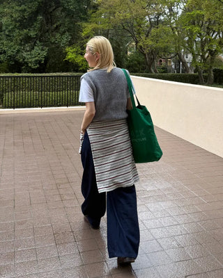 V-neck ribbed knit button vest