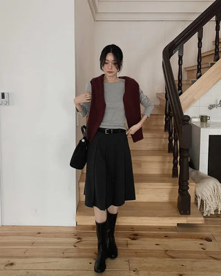 Pleated midi skirt