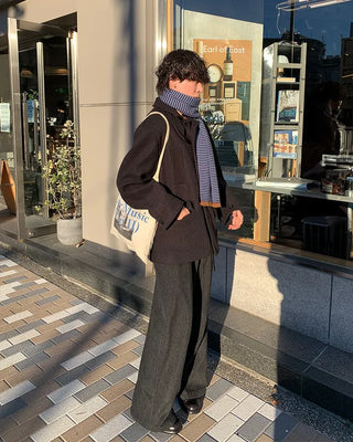 Wool button-up half coat