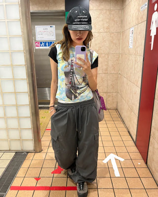 (Unisex) Elastic Waist Summer Cargo Jogger Pants