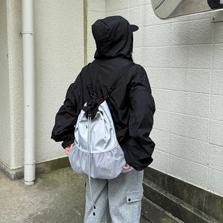 (Unisex) Mesh Pocket Nylon Backpack