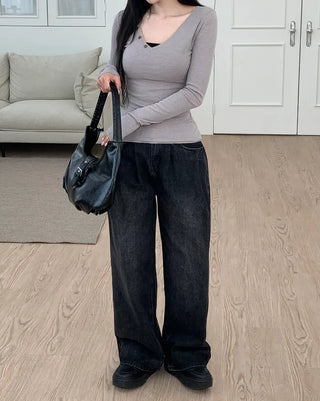 Half-belt leather shoulder bag