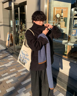 Wool button-up half coat