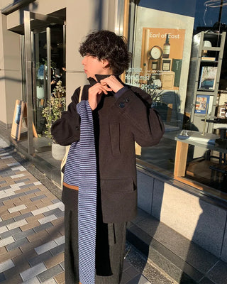 Wool button-up half coat