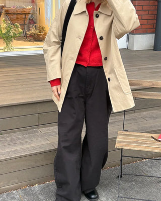 Square pocket single half trench coat