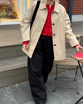 Square pocket single half trench coat