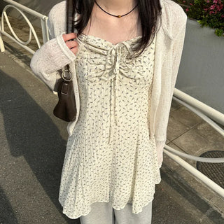 Flower Shirring Camisole Dress