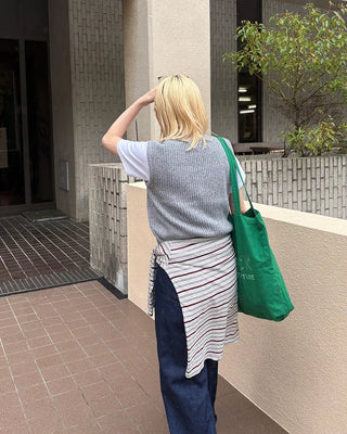 V-neck ribbed knit button vest