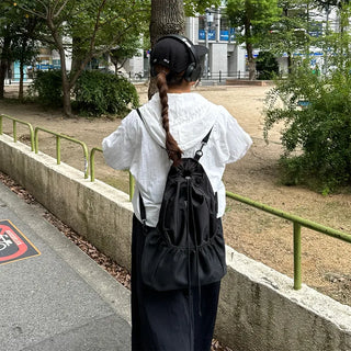 (Unisex) Mesh Pocket Nylon Backpack