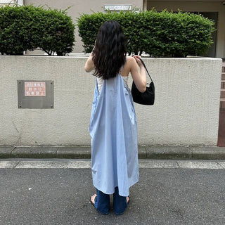 Sleeveless Shirred Long Dress