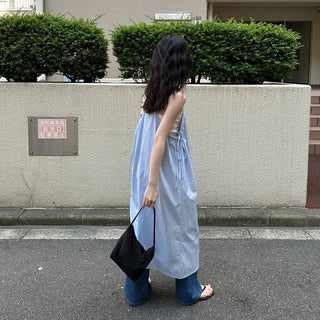Sleeveless Shirred Long Dress