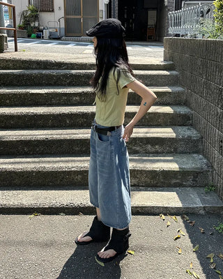 Shirred Ribbon Short-Sleeved T-Shirt