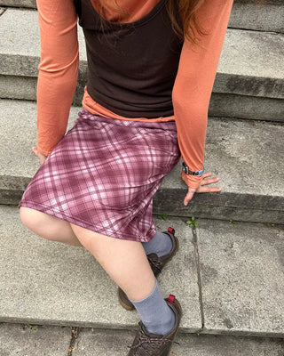 Vintage check midi skirt