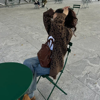 Leopard print oversized cardigan