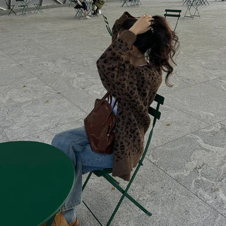 Leopard print oversized cardigan