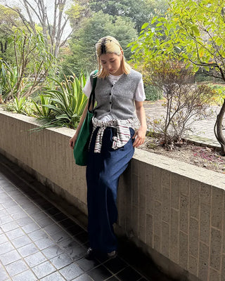V-neck ribbed knit button vest