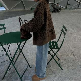 Leopard print oversized cardigan