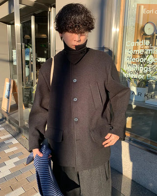 Wool button-up half coat