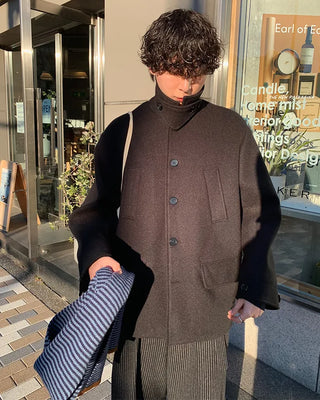 Wool button-up half coat