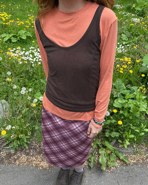 Vintage check midi skirt