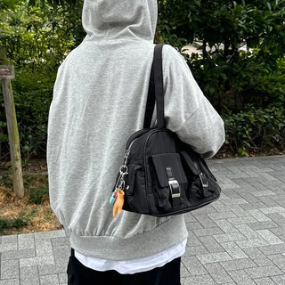 Two-pocket buckle shoulder bag