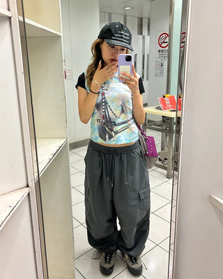 (Unisex) Elastic Waist Summer Cargo Jogger Pants