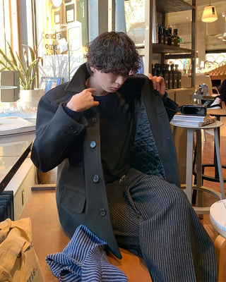 Wool button-up half coat