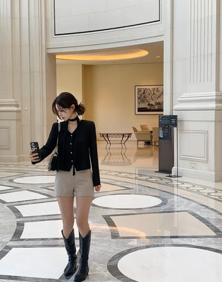 Tie jacket & blouse set