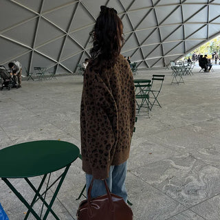 Leopard print oversized cardigan
