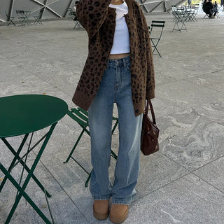 Leopard print oversized cardigan