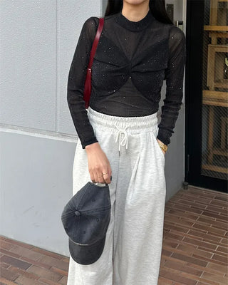 Glitter sheer top