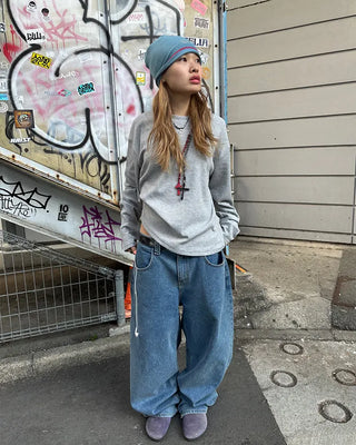 (Unisex) Semi-Cropped Waffle Long Sleeve Cut and Sewn