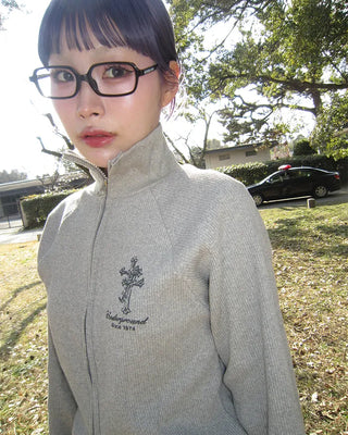 High-neck gothic double-zip hoodie