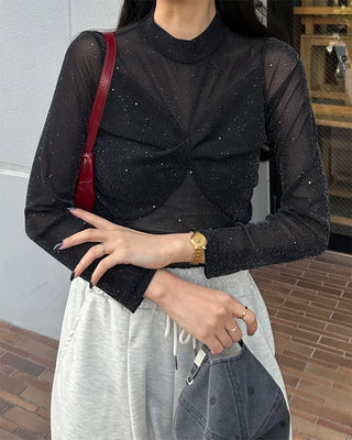 Glitter sheer top