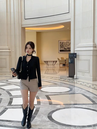 Tie jacket & blouse set