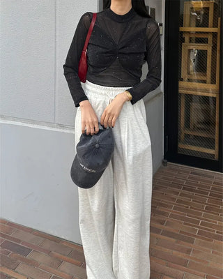 Glitter sheer top