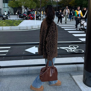 Leopard print oversized cardigan