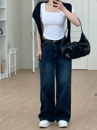 Half-belt leather shoulder bag