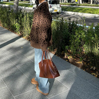 Leopard print oversized cardigan