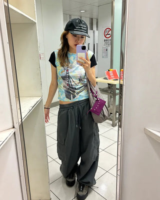 (Unisex) Elastic Waist Summer Cargo Jogger Pants