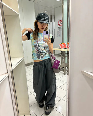 (Unisex) Elastic Waist Summer Cargo Jogger Pants