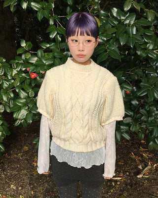 Butterfly Lace See-Through Cut and Sew Top