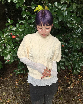 Butterfly Lace See-Through Cut and Sew Top