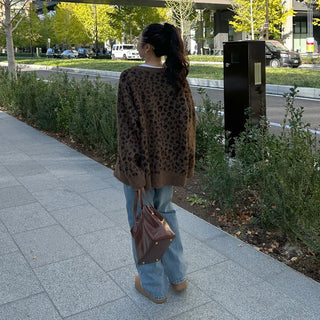 Leopard print oversized cardigan