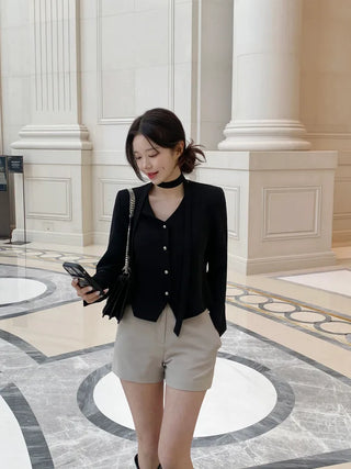 Tie jacket & blouse set