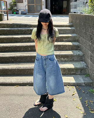 Shirred Ribbon Short-Sleeved T-Shirt